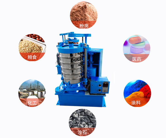 拍擊式標(biāo)準(zhǔn)振篩機(jī)適用范圍：粉狀，醫(yī)藥，糧食，石沙，化工，涂料等