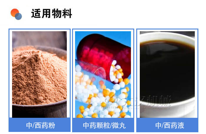 醫(yī)藥振動篩適用物料：中/西藥粉，中藥顆粒/微丸，中/西藥液。