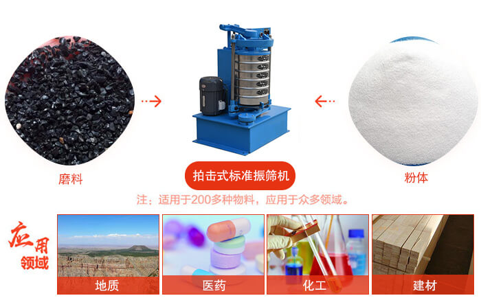 拍擊篩適用于多種物料顆粒狀，粉狀，不規(guī)則物料的篩分。